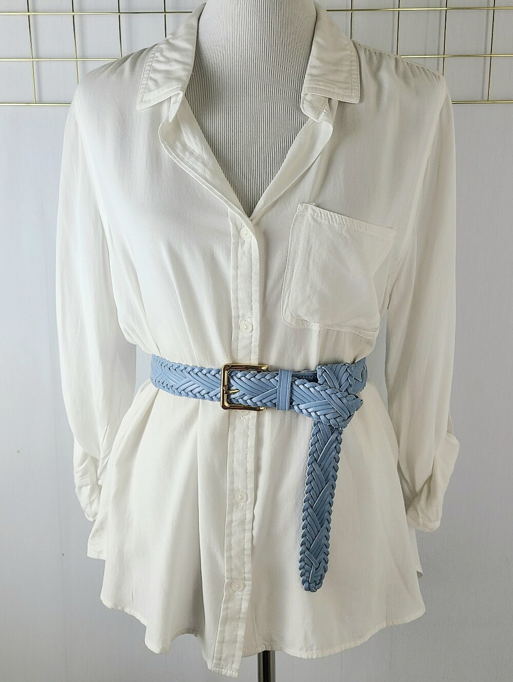 J. Crew Powder Blue Woven Braided Genuine Leather Belt - Picture 11 of 12